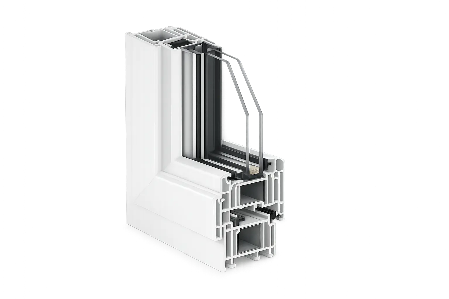 Exploded 3D uPVC cross-section diagram